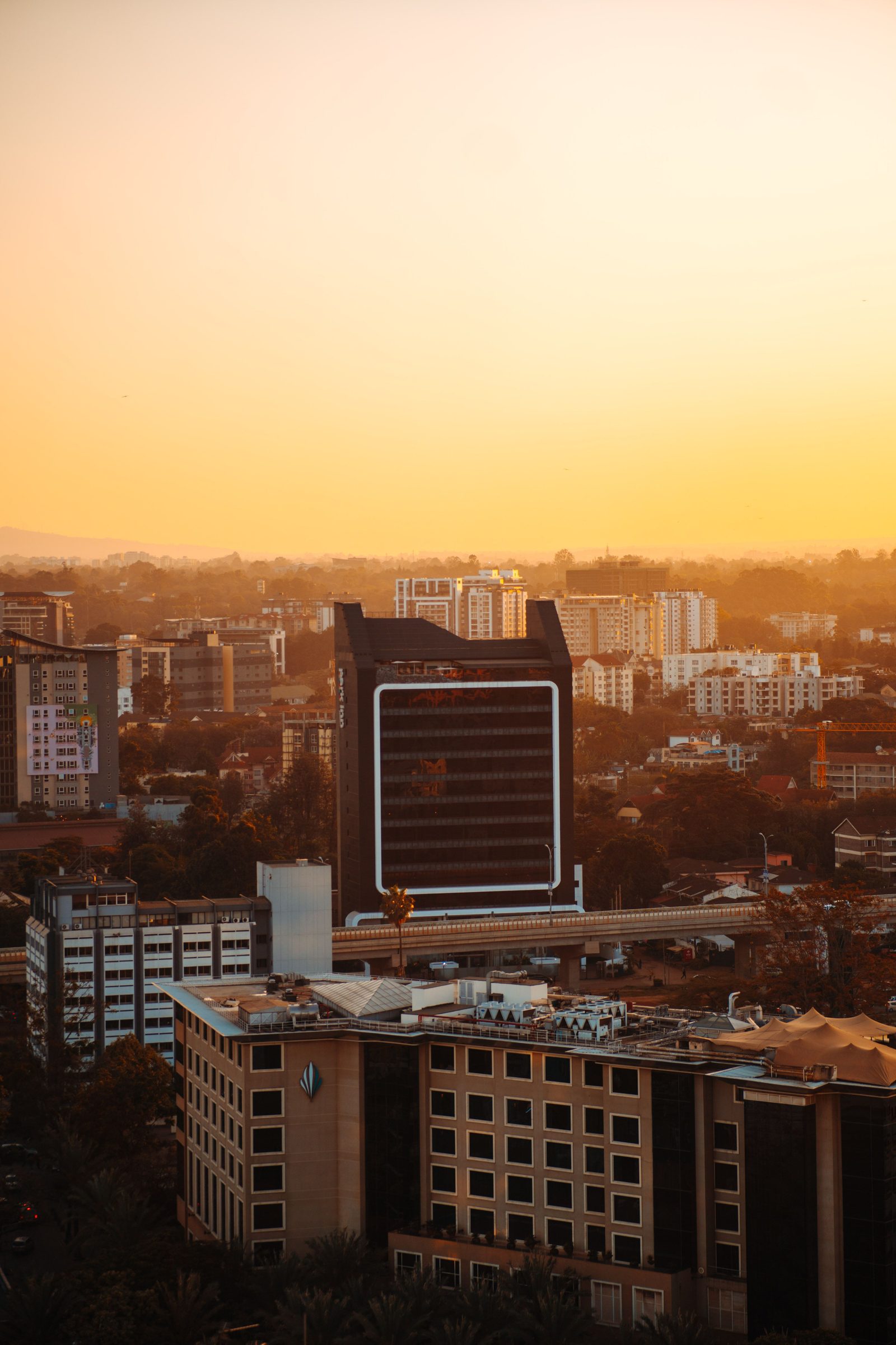 Vue de Nairobi au coucher du soleil